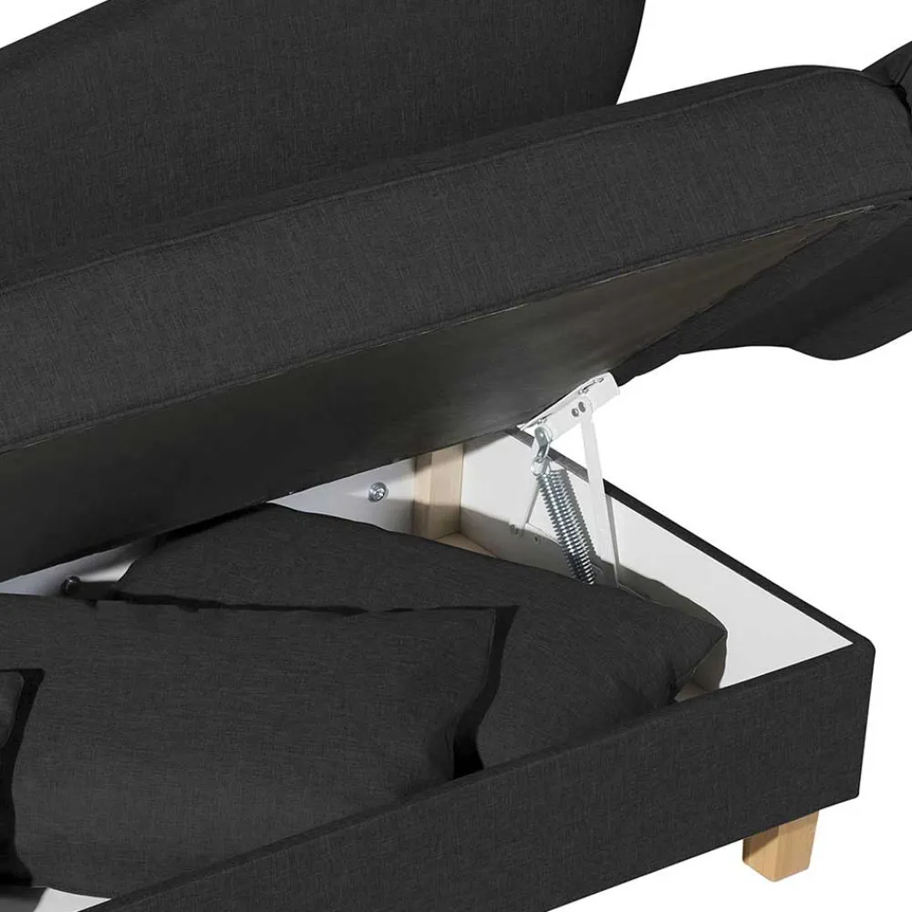 Wohnen Sofas<Recamiere in Schwarz und Buche - Mikana