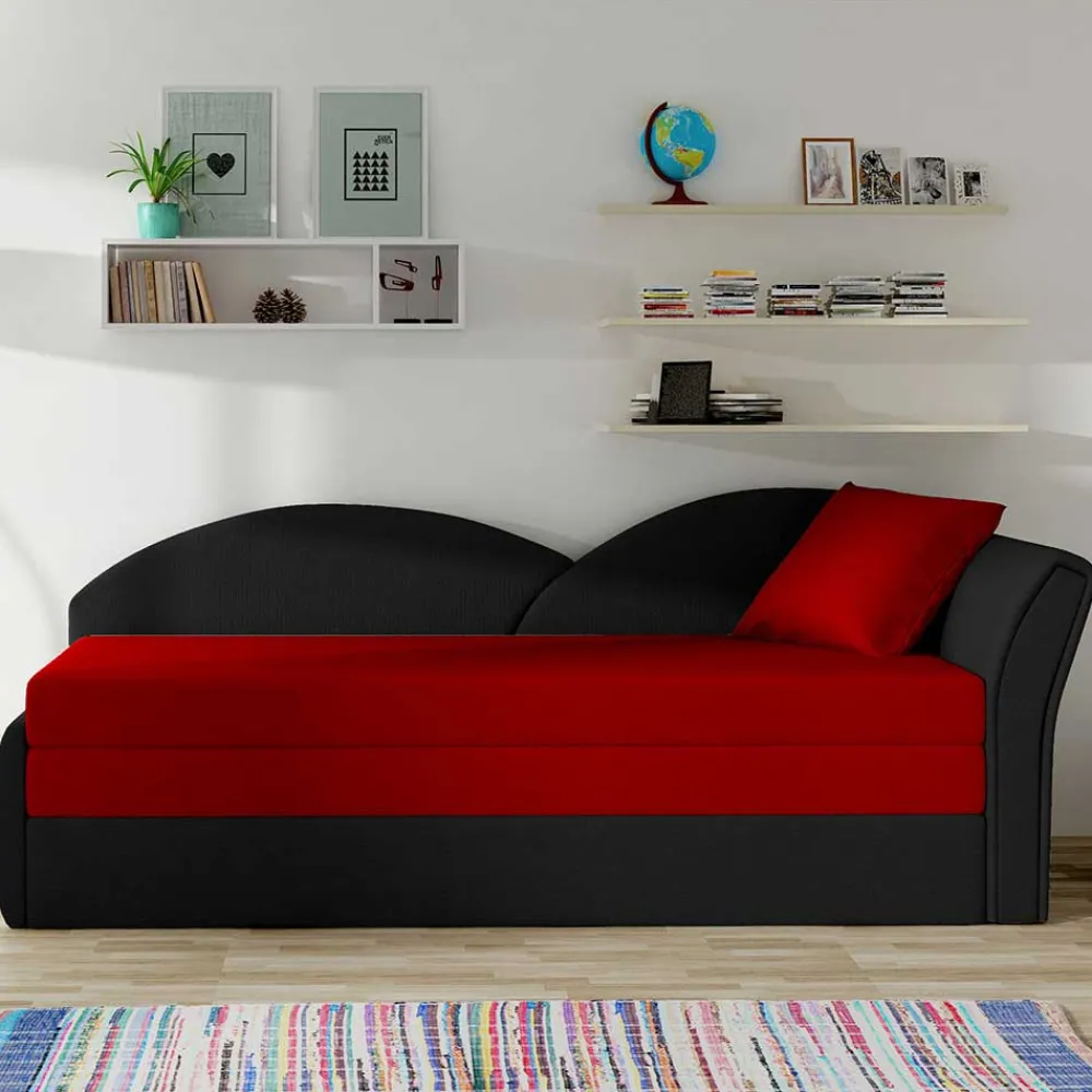 Wohnen Sofas<Recamiere mit Bettfunktion in Rot und Schwarz - Domenicus