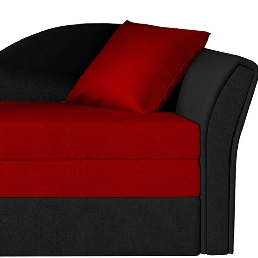 Wohnen Sofas<Recamiere mit Bettfunktion in Rot und Schwarz - Domenicus
