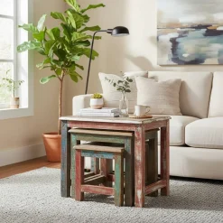 Wohnen Tische<Recyclingholz Dreisatztisch Shabby Style - Joe (dreiteilig)