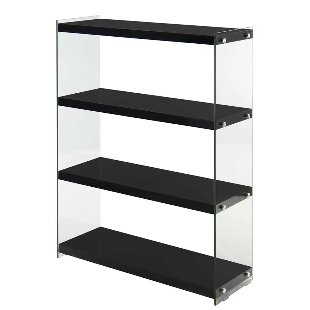 Wohnen Regale<Regal in Hochglanz Schwarz & Transparent - Viverone