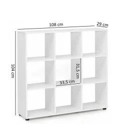 Wohnen Regale<Regal mit 9 Fächern offen in Weiß Claas 108 x 104 cm