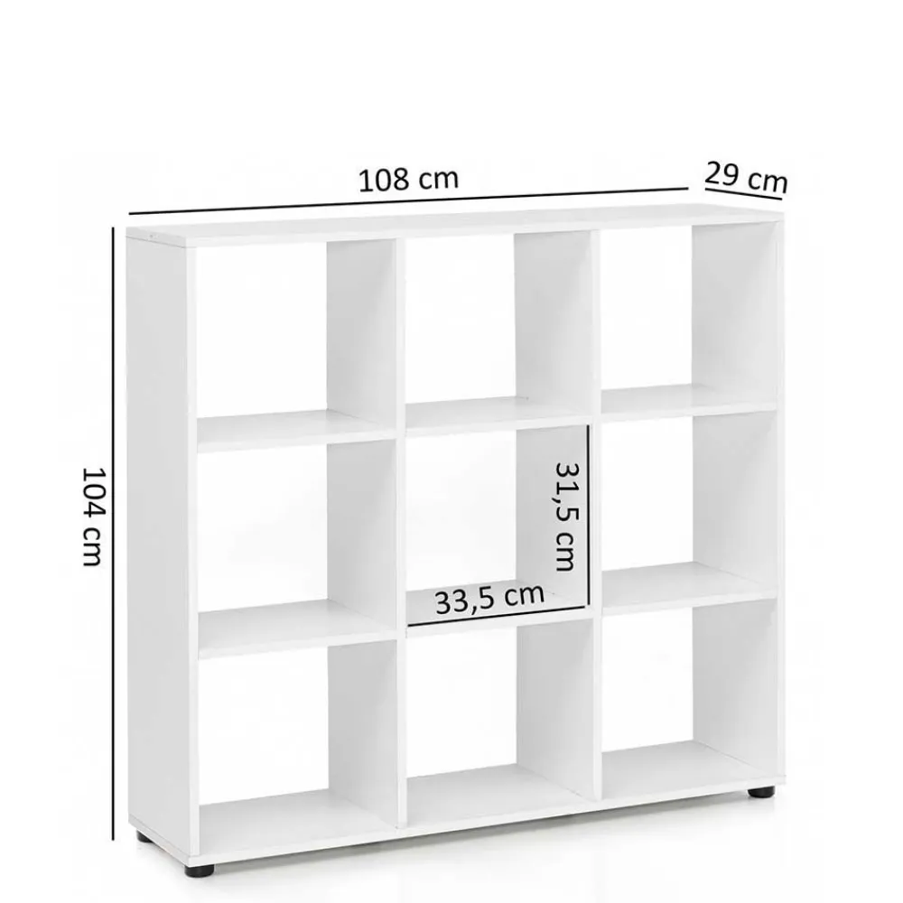 Wohnen Regale<Regal mit 9 Fächern offen in Weiß Claas 108 x 104 cm