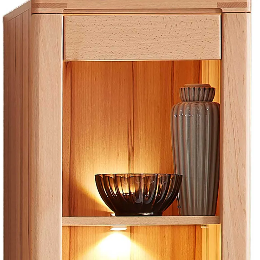 Wohnen Regale|Vitrinen<Regal mit LED Licht aus Kernbuche massiv - Amyonta