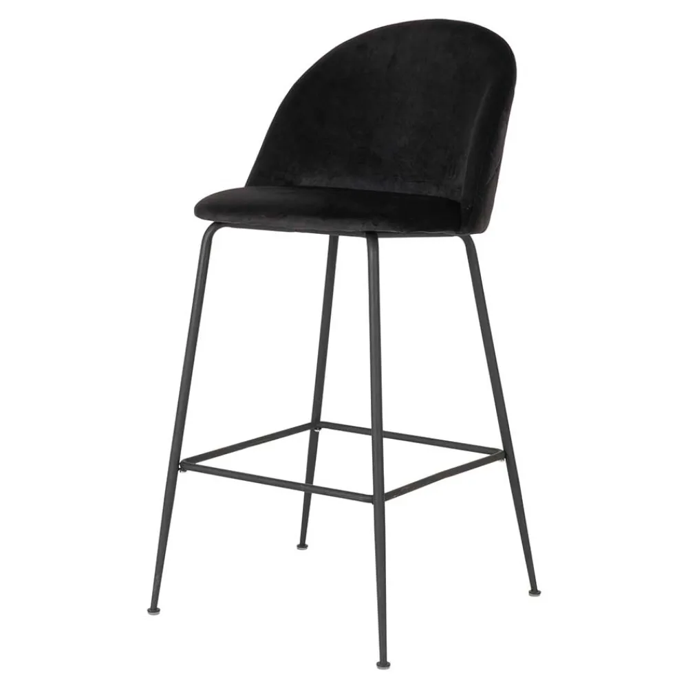 Wohnen Hocker<Retro Barstühle aus schwarzem Samt - Baltimoore (2er Set)