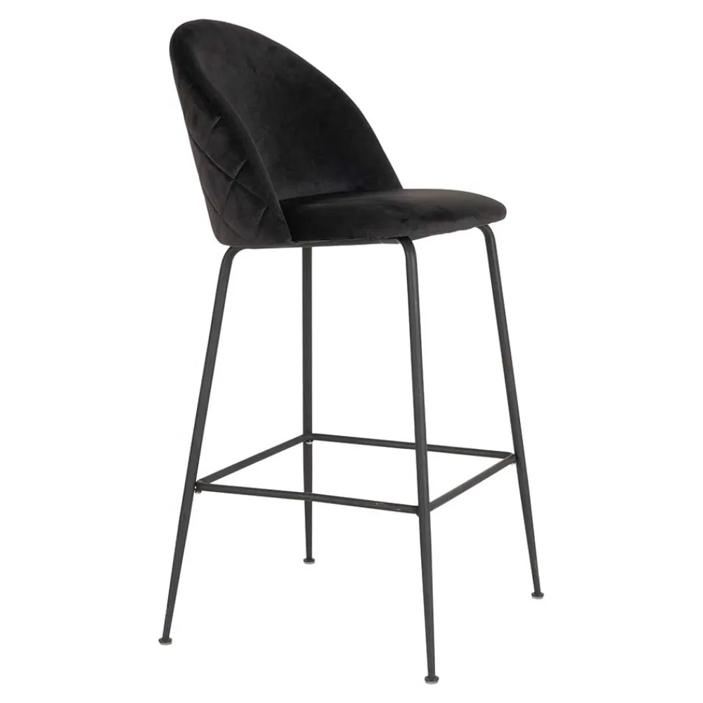 Wohnen Hocker<Retro Barstühle aus schwarzem Samt - Baltimoore (2er Set)