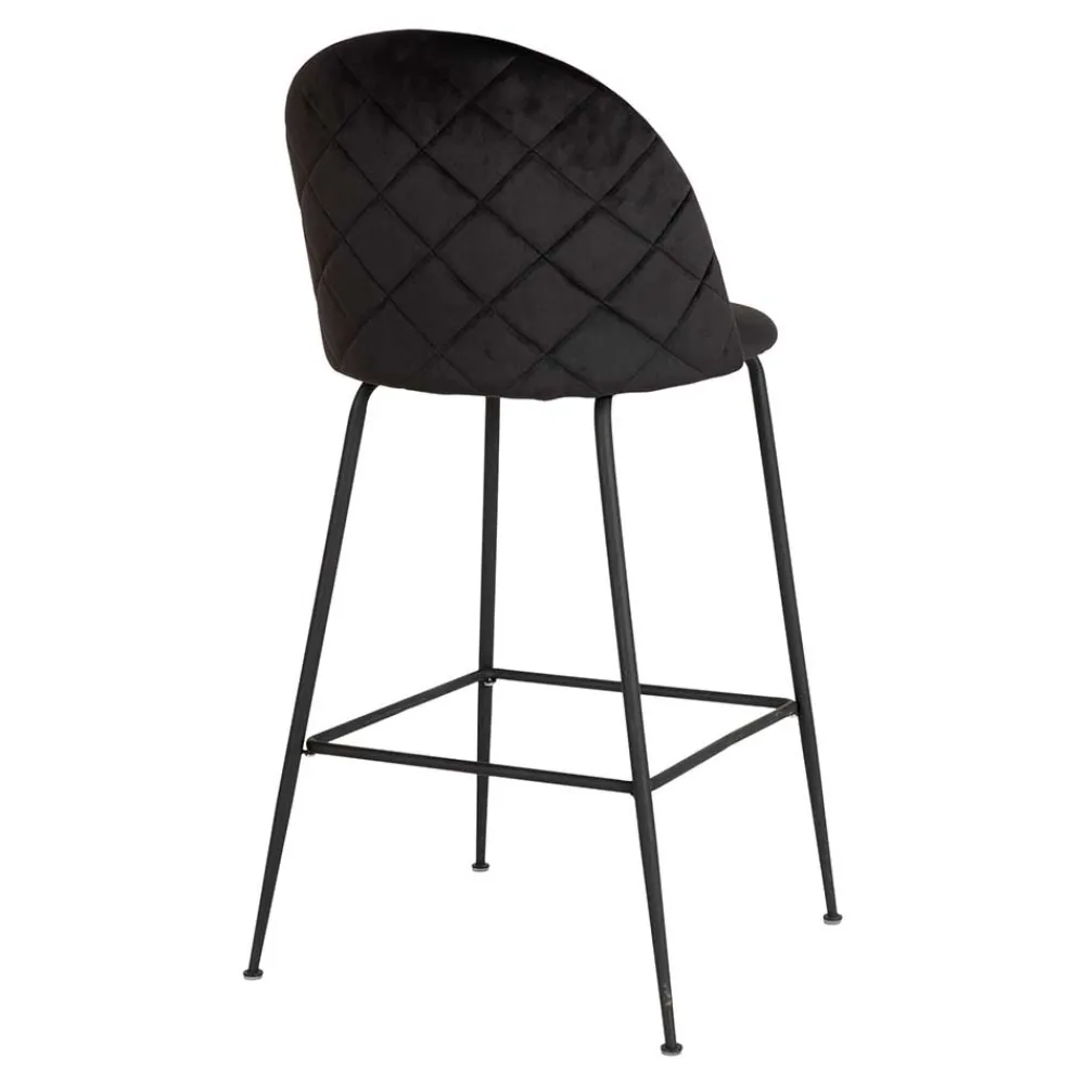 Wohnen Hocker<Retro Barstühle aus schwarzem Samt - Baltimoore (2er Set)