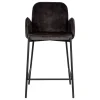 Wohnen Hocker<Retro Barstuhl aus Velours Anthrazit - Vatros (2er Set)