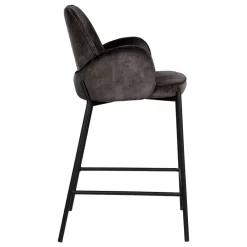 Wohnen Hocker<Retro Barstuhl aus Velours Anthrazit - Vatros (2er Set)