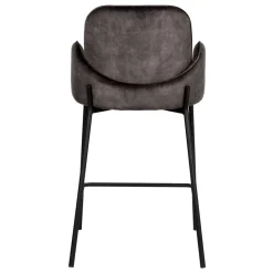 Wohnen Hocker<Retro Barstuhl aus Velours Anthrazit - Vatros (2er Set)