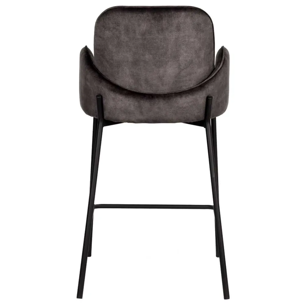 Wohnen Hocker<Retro Barstuhl aus Velours Anthrazit - Vatros (2er Set)