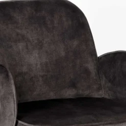 Wohnen Hocker<Retro Barstuhl aus Velours Anthrazit - Vatros (2er Set)