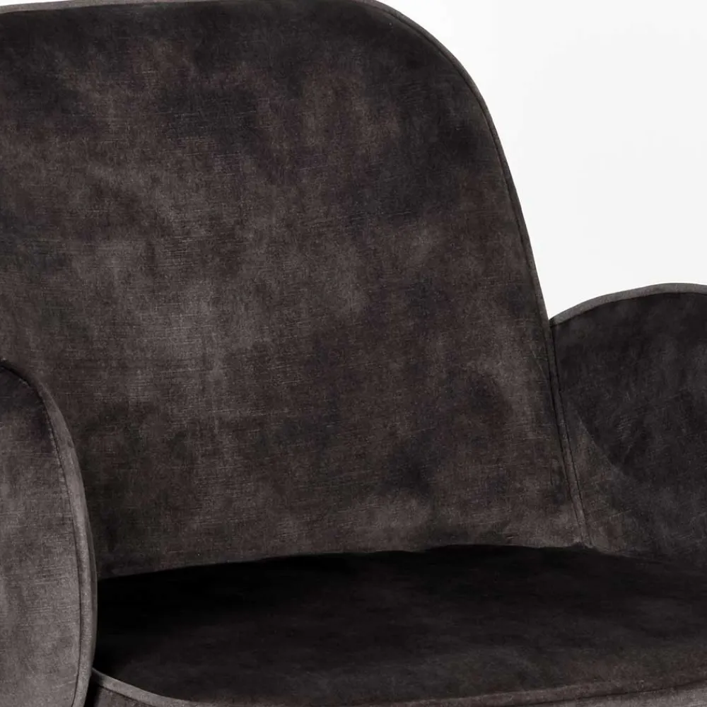Wohnen Hocker<Retro Barstuhl aus Velours Anthrazit - Vatros (2er Set)