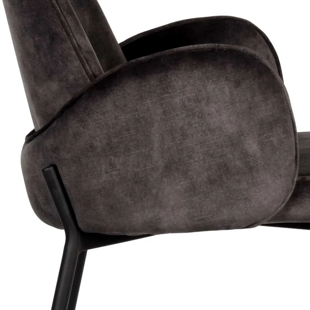 Wohnen Hocker<Retro Barstuhl aus Velours Anthrazit - Vatros (2er Set)