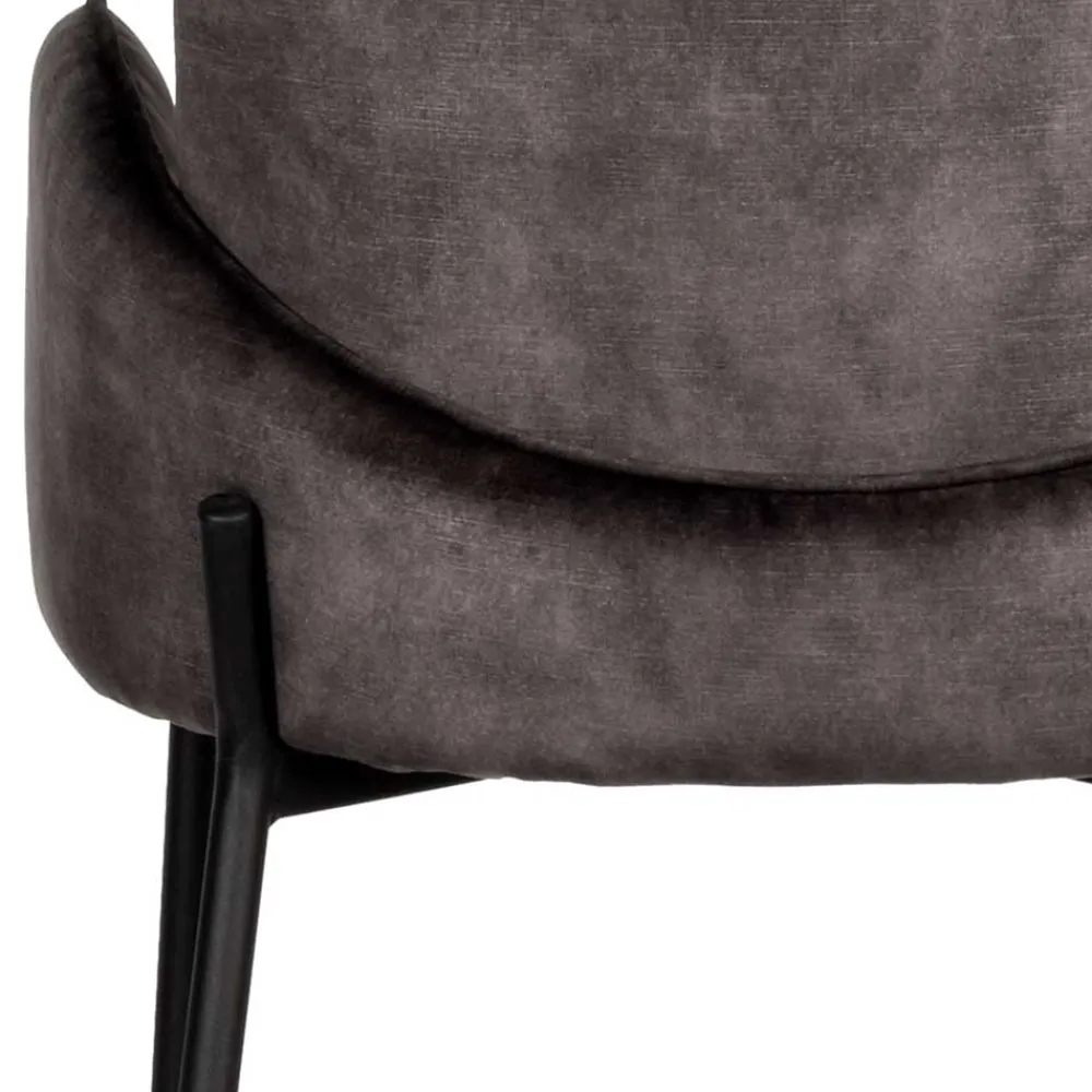 Wohnen Hocker<Retro Barstuhl aus Velours Anthrazit - Vatros (2er Set)