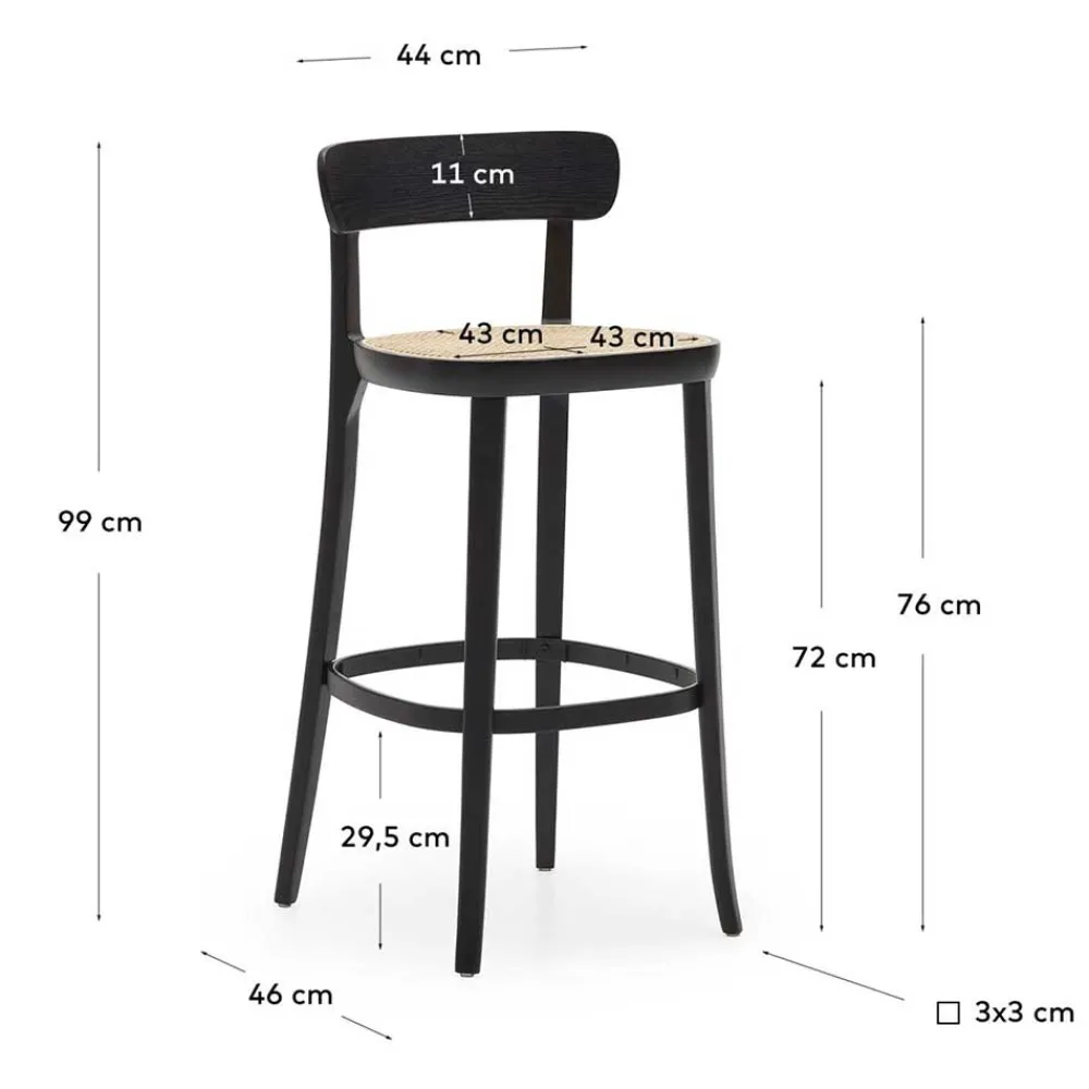 Wohnen Hocker<Retro Barstuhl mit Wiener Geflecht Sitz - Pulany (2er Set)