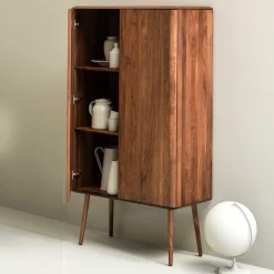 Wohnen Highboards<Retro Chic Highboard aus Nussbaum - Rivossa