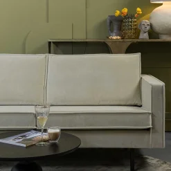 Wohnen Sofas<Retro Couch aus Samt in Graugrün - Vontada