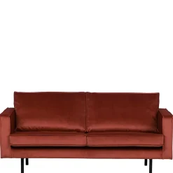 Wohnen Sofas<Retro Design 2er Couch in Rotbraun Samt - Enzing