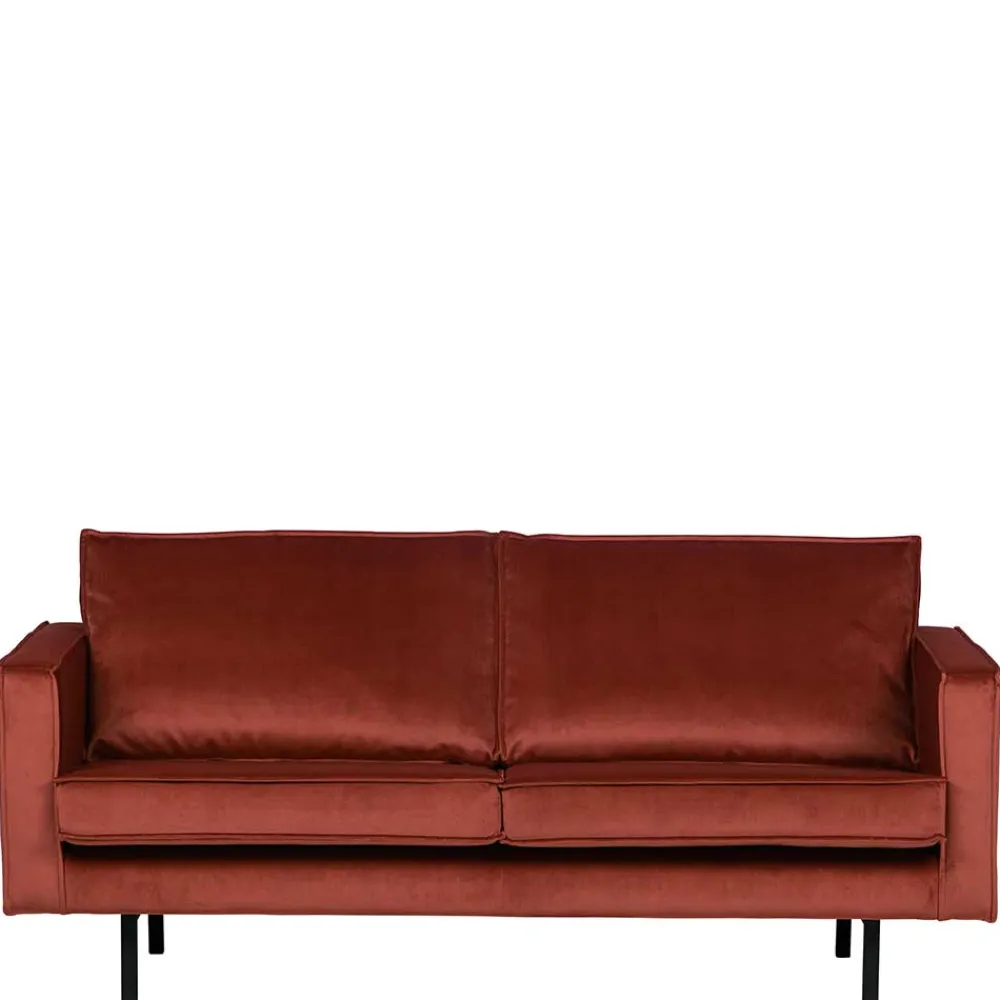 Wohnen Sofas<Retro Design 2er Couch in Rotbraun Samt - Enzing
