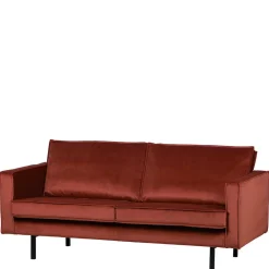 Wohnen Sofas<Retro Design 2er Couch in Rotbraun Samt - Enzing