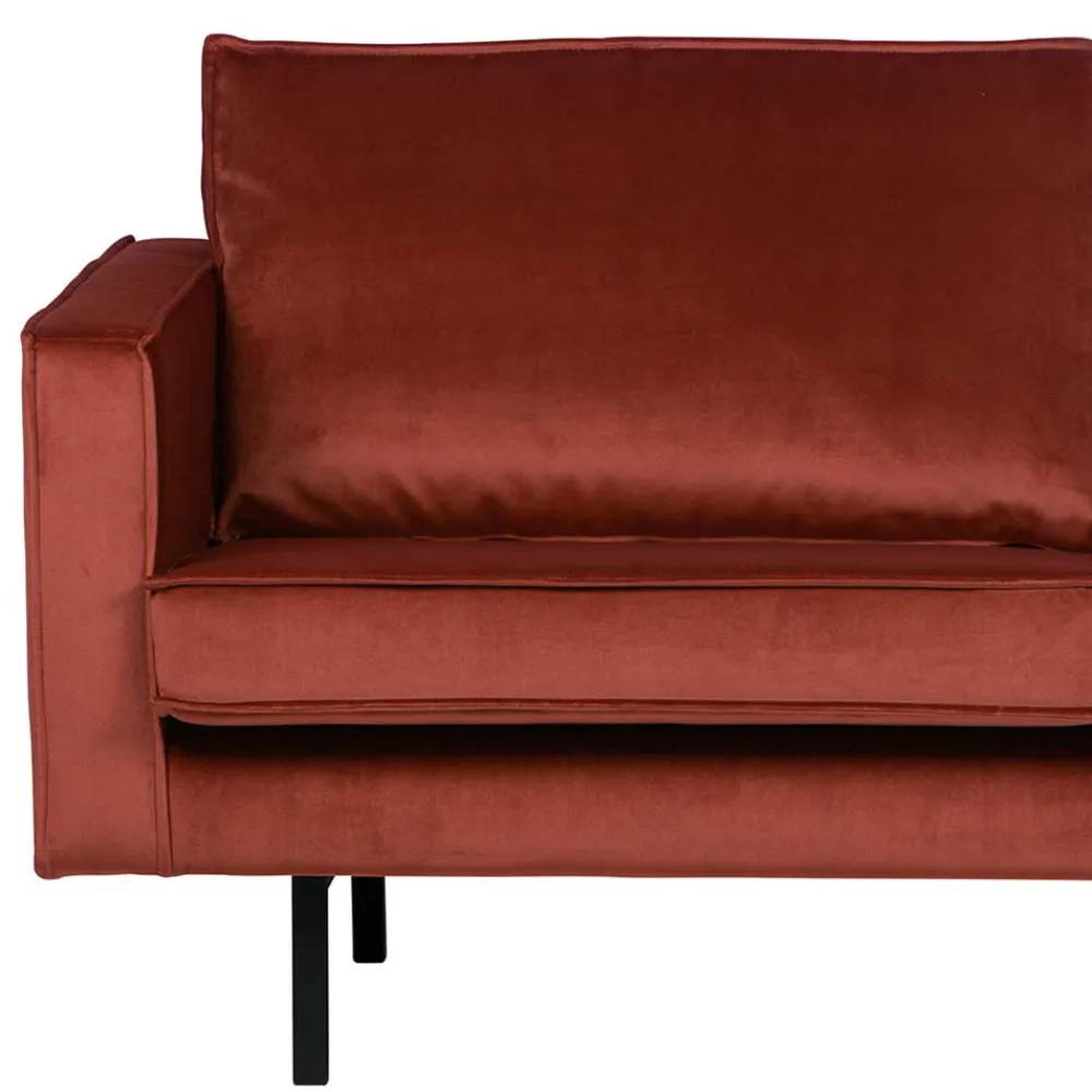 Wohnen Sofas<Retro Design 2er Couch in Rotbraun Samt - Enzing