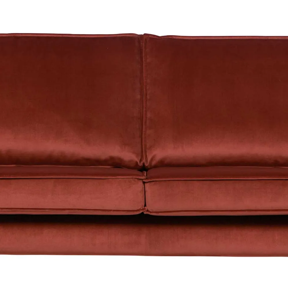 Wohnen Sofas<Retro Design 2er Couch in Rotbraun Samt - Enzing