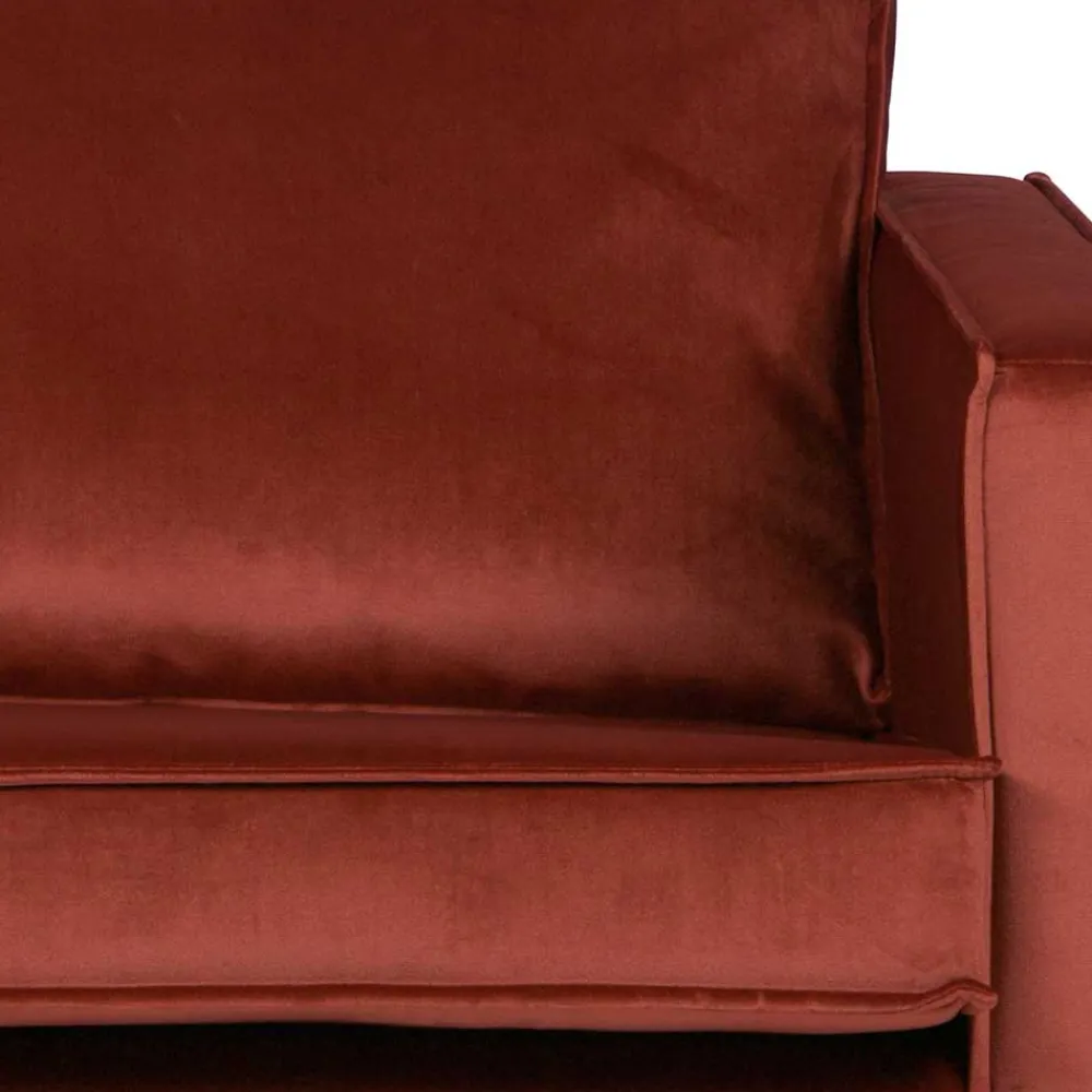 Wohnen Sofas<Retro Design 2er Couch in Rotbraun Samt - Enzing