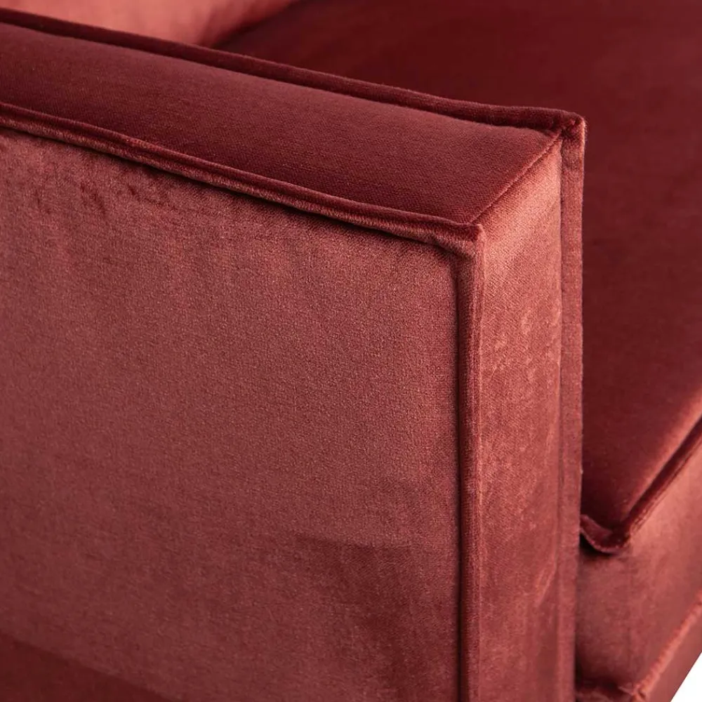 Wohnen Sofas<Retro Design 2er Couch in Rotbraun Samt - Enzing