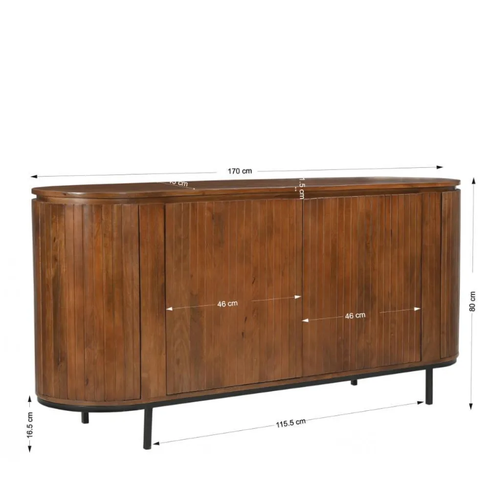 Wohnen Sideboards<Retro Design Sideboard aus Mangoholz - Galadira