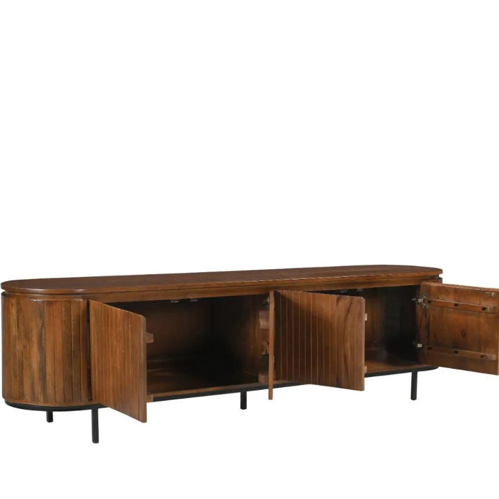 Wohnen Tv & Hifi-Möbel|Lowboards<Retro Design TV Lowboard aus Mangoholz - Galadira