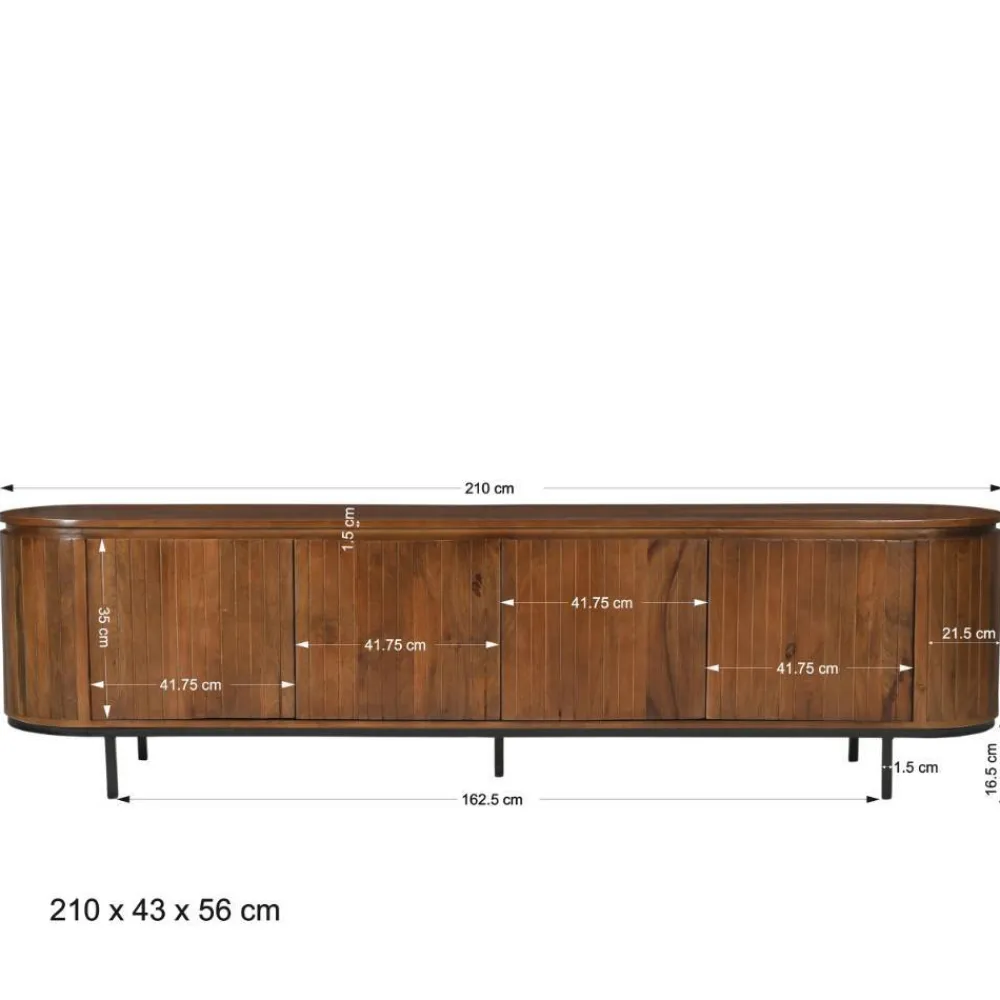Wohnen Tv & Hifi-Möbel|Lowboards<Retro Design TV Lowboard aus Mangoholz - Galadira