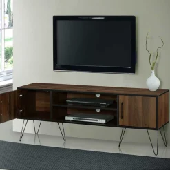 Wohnen Tv & Hifi-Möbel|Lowboards<Retro Design-TV-Lowboard in Holzoptik Braun - Hamidy