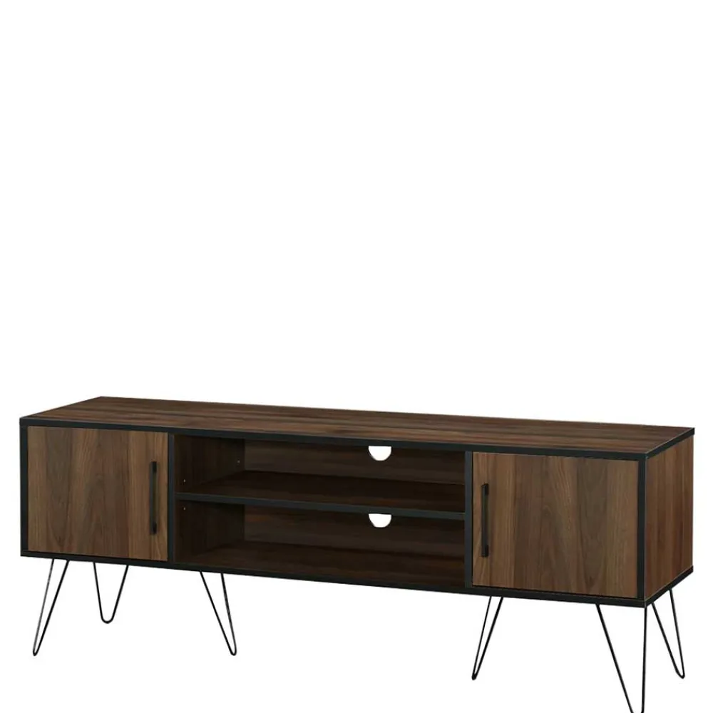 Wohnen Tv & Hifi-Möbel|Lowboards<Retro Design-TV-Lowboard in Holzoptik Braun - Hamidy