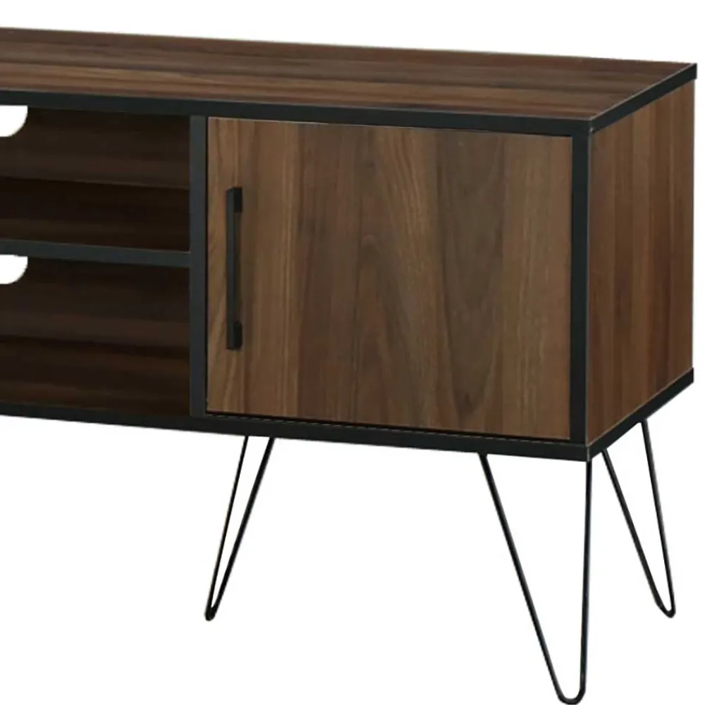 Wohnen Tv & Hifi-Möbel|Lowboards<Retro Design-TV-Lowboard in Holzoptik Braun - Hamidy