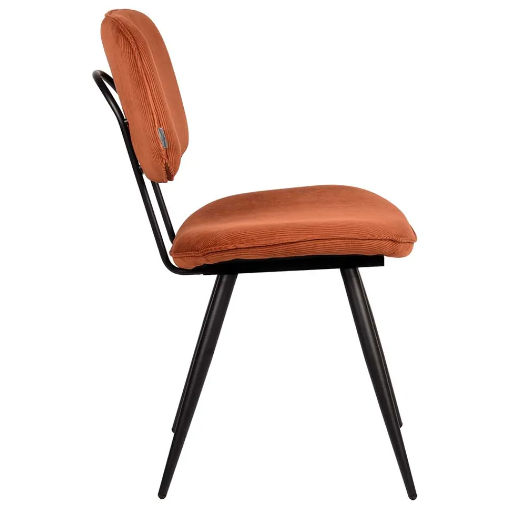 Wohnen Stühle<Retro Küchenstuhl in Rost Braun Cord-Bezug - Candeloco (2er Set)
