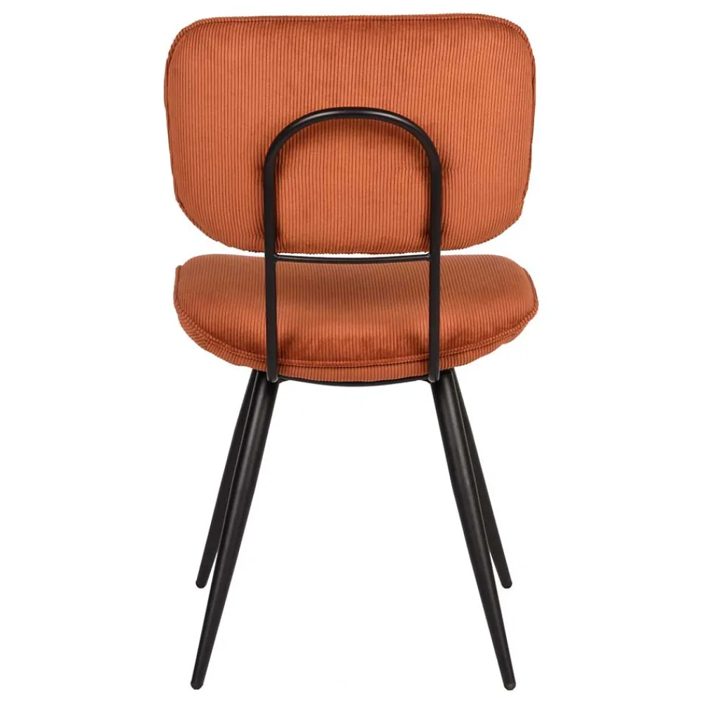 Wohnen Stühle<Retro Küchenstuhl in Rost Braun Cord-Bezug - Candeloco (2er Set)