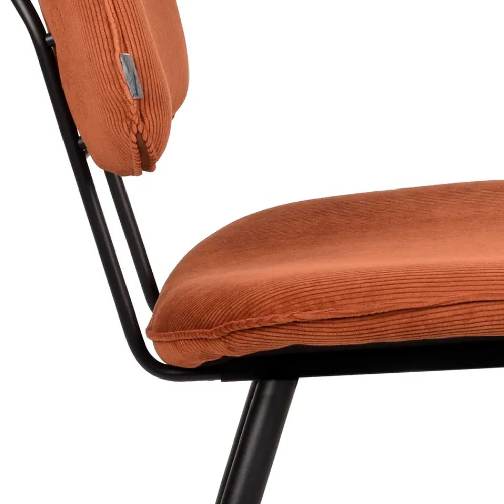 Wohnen Stühle<Retro Küchenstuhl in Rost Braun Cord-Bezug - Candeloco (2er Set)
