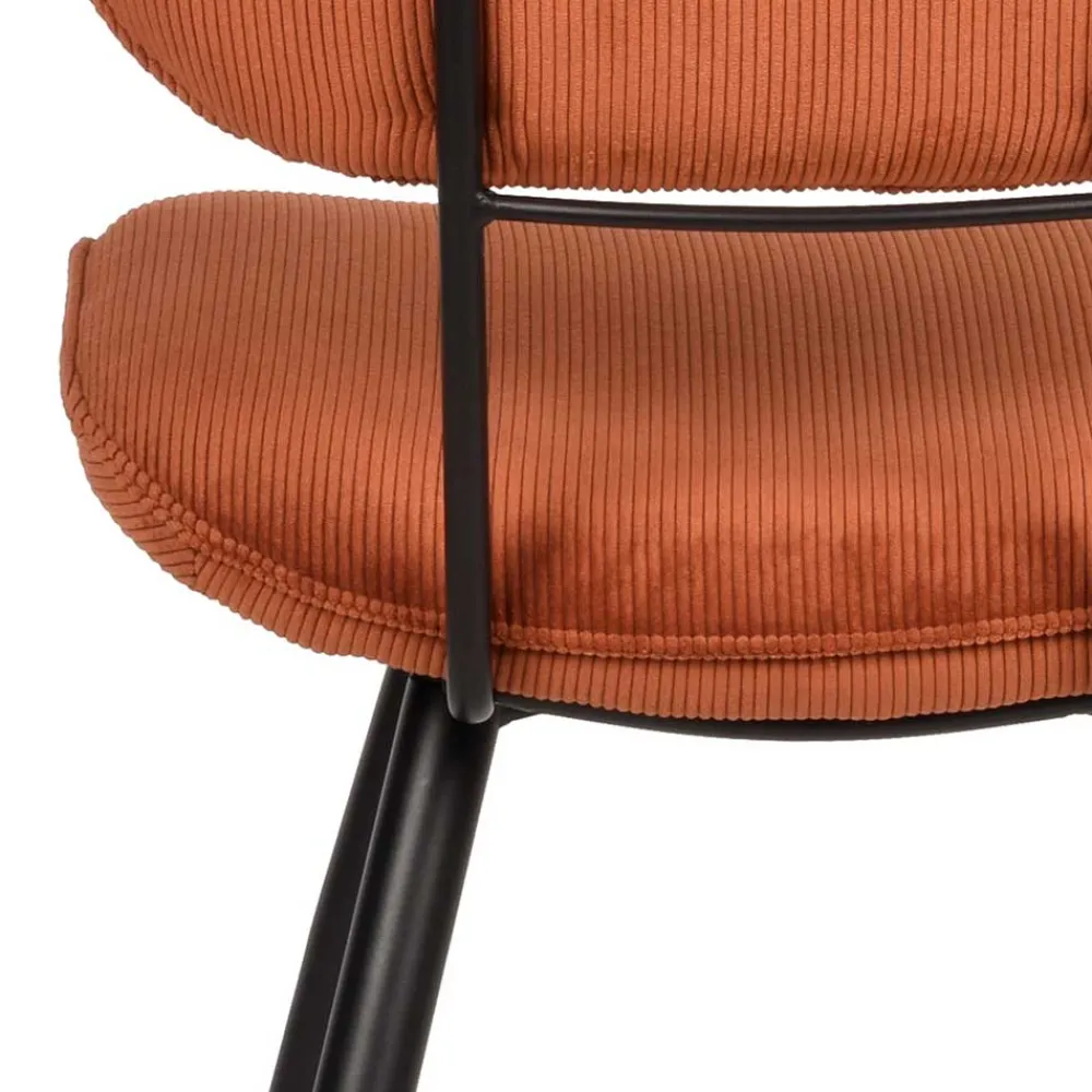 Wohnen Stühle<Retro Küchenstuhl in Rost Braun Cord-Bezug - Candeloco (2er Set)