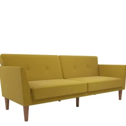 Wohnen Sofas<Retro Klappcouch in Senfgelb und Natur - Fiby