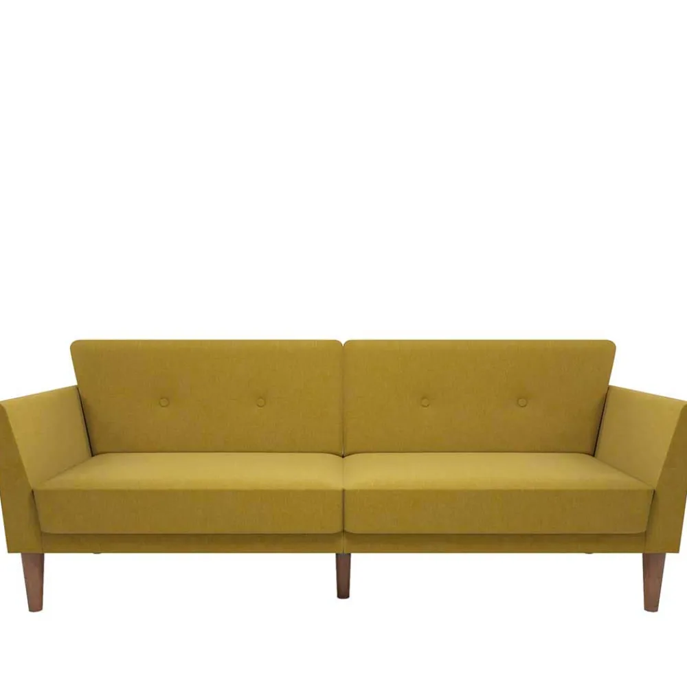 Wohnen Sofas<Retro Klappcouch in Senfgelb und Natur - Fiby
