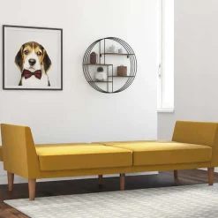 Wohnen Sofas<Retro Klappcouch in Senfgelb und Natur - Fiby