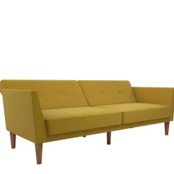 Wohnen Sofas<Retro Klappcouch in Senfgelb und Natur - Fiby