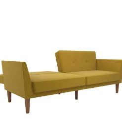 Wohnen Sofas<Retro Klappcouch in Senfgelb und Natur - Fiby
