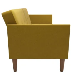Wohnen Sofas<Retro Klappcouch in Senfgelb und Natur - Fiby