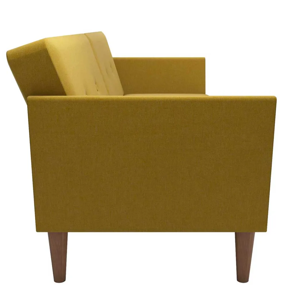 Wohnen Sofas<Retro Klappcouch in Senfgelb und Natur - Fiby