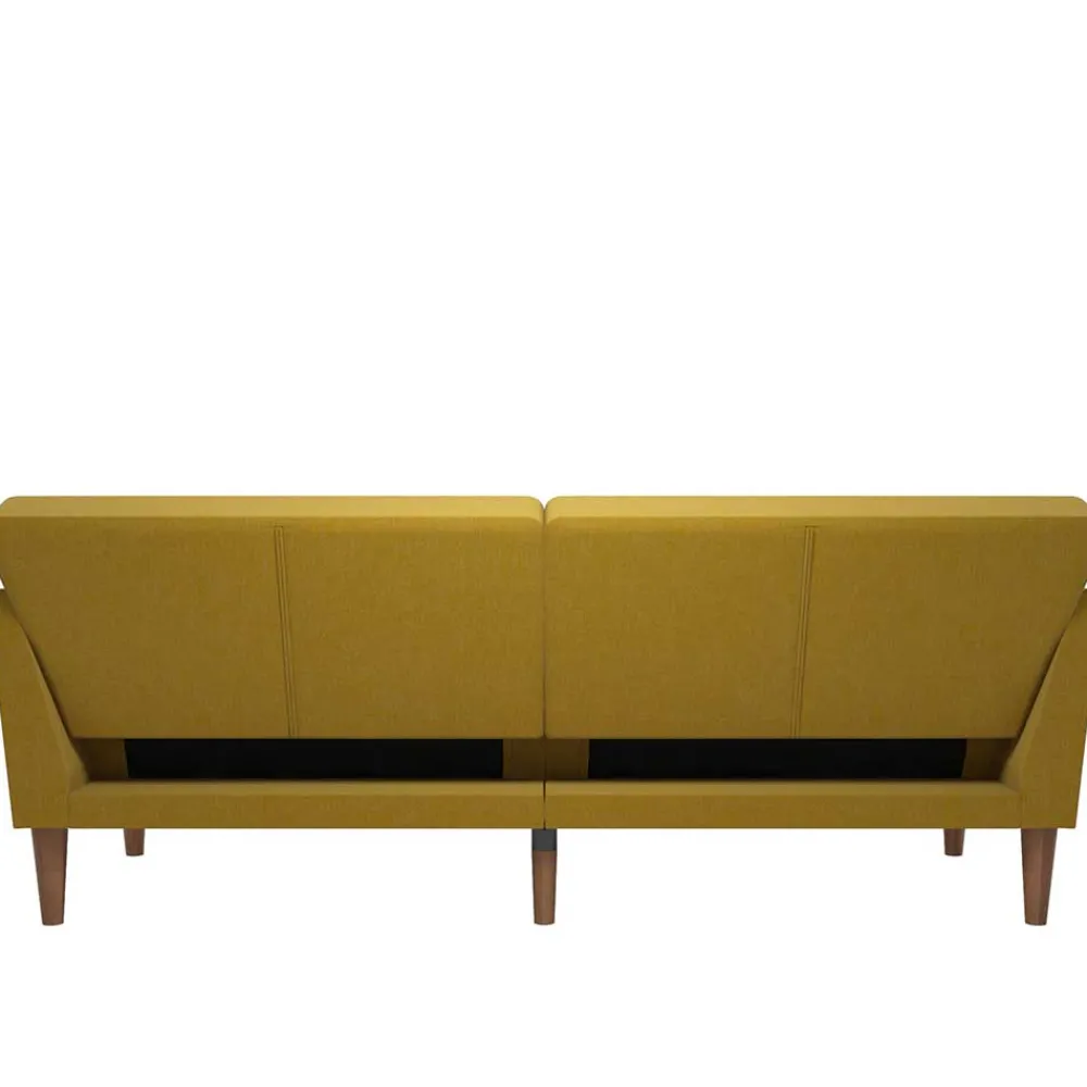 Wohnen Sofas<Retro Klappcouch in Senfgelb und Natur - Fiby