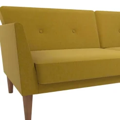 Wohnen Sofas<Retro Klappcouch in Senfgelb und Natur - Fiby