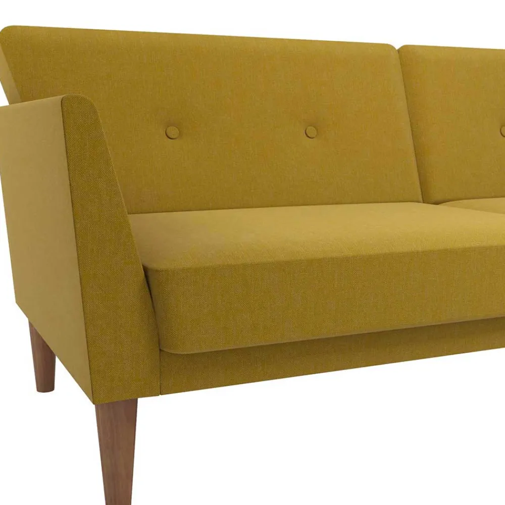 Wohnen Sofas<Retro Klappcouch in Senfgelb und Natur - Fiby