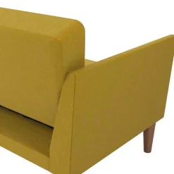 Wohnen Sofas<Retro Klappcouch in Senfgelb und Natur - Fiby